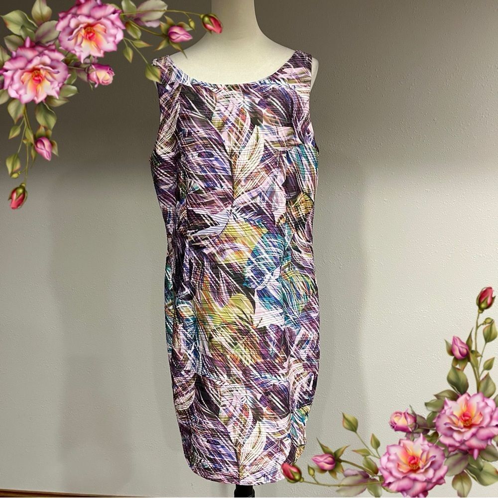 JLo Multicolor Sleeveless tropical leaves print plus size Dress size Extra Large